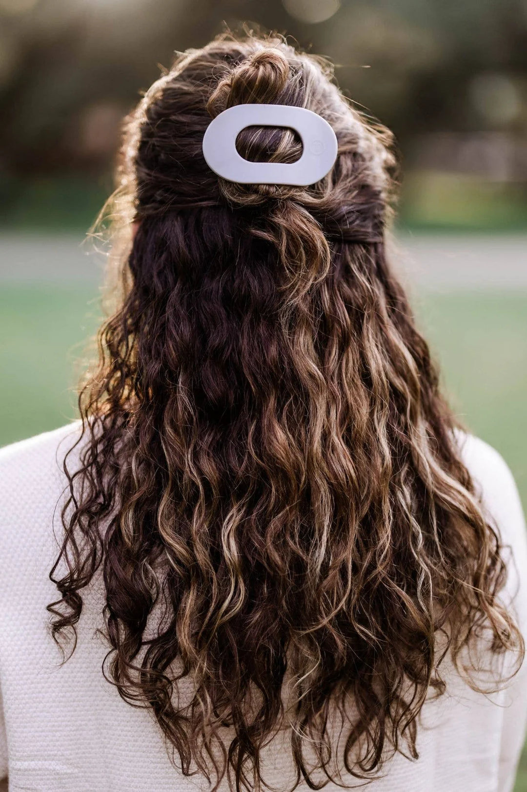 TELETIES Small Flat Round Hair Clip - Silver Flames