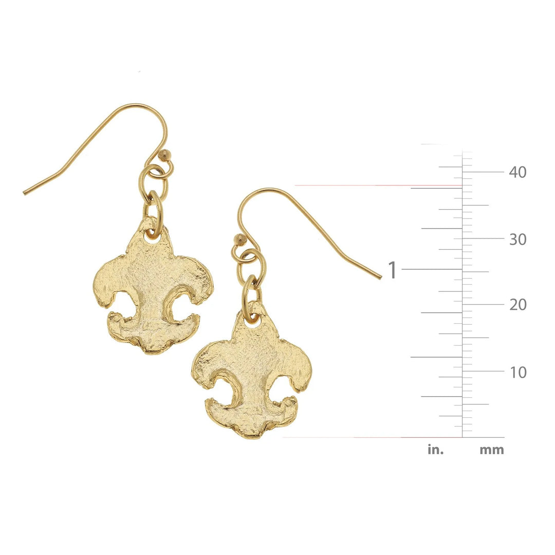 Susan Shaw Small Fleur-de-lis Earrings - Gold