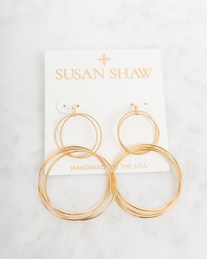 Susan Shaw Golden Double Ring Earrings