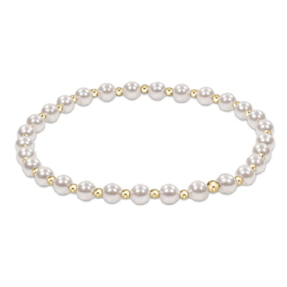 enewton Grateful Pattern Gold 4mm Bead Bracelet-Pearl