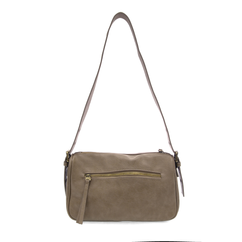 Joy Susan TAUPE GREY MORGAN BUCKLE SHOULDER BAG