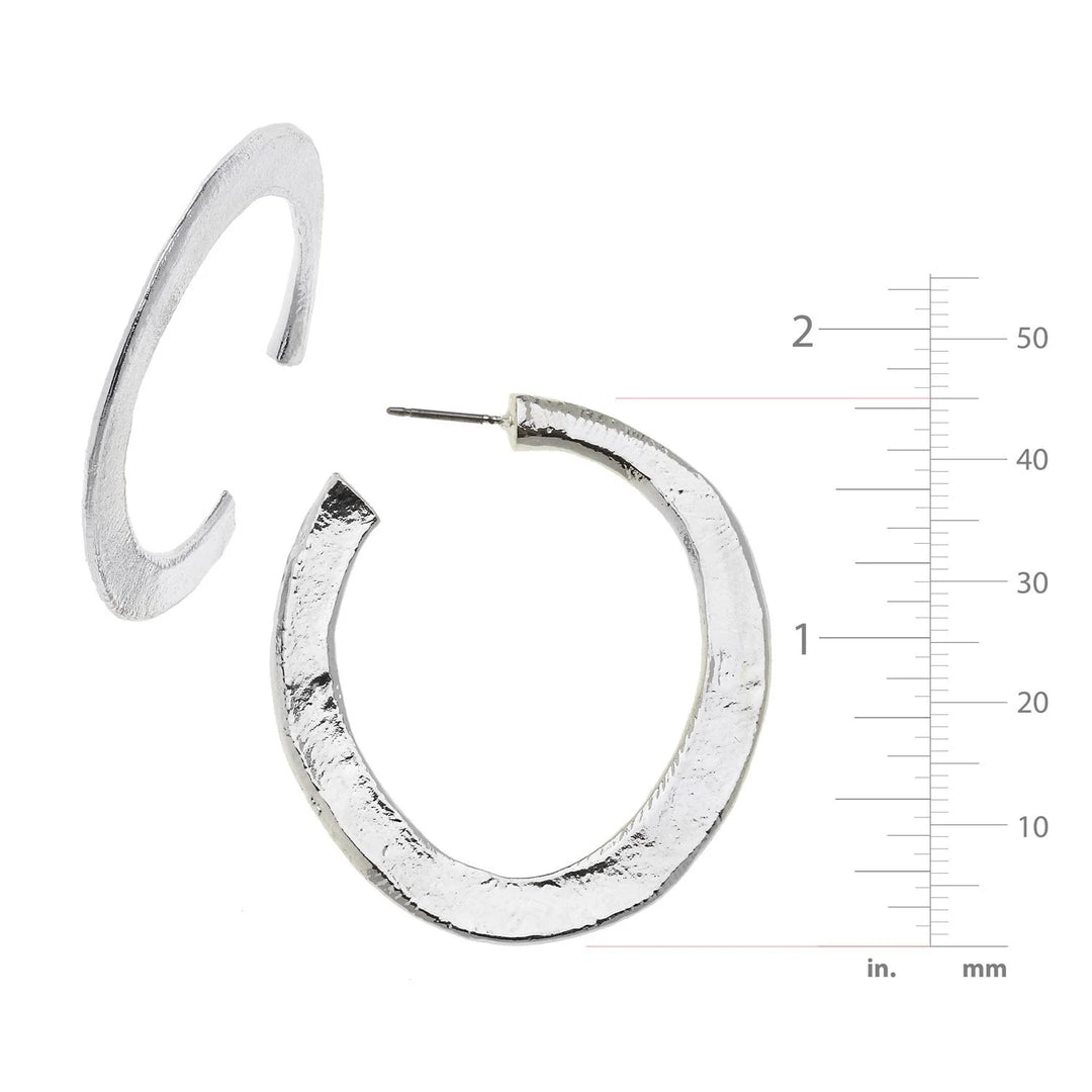 Susan Shaw Hammered Hoop Earrings - Medium - Silver