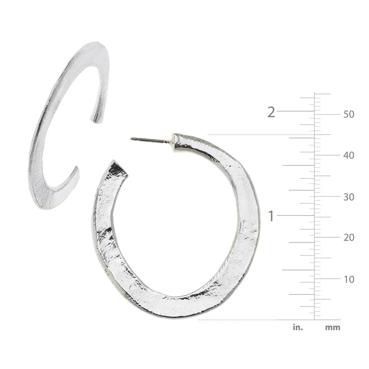 Susan Shaw Hammered Hoop Earrings - Medium - Silver