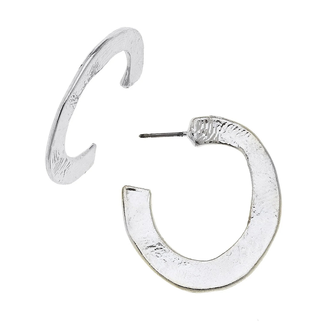 Susan Shaw Hammered Hoop Earrings - Small - Silver