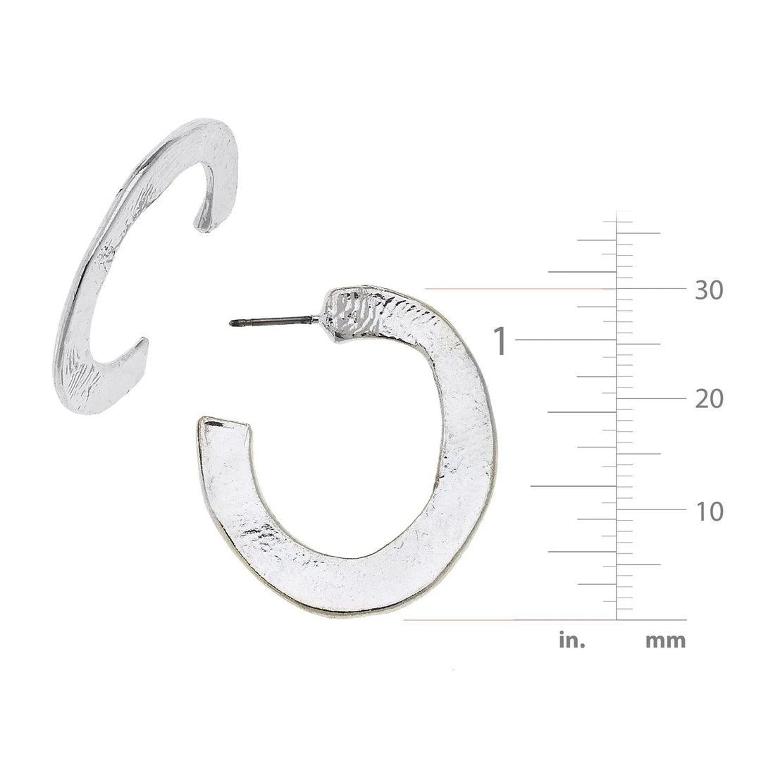 Susan Shaw Hammered Hoop Earrings - Small - Silver