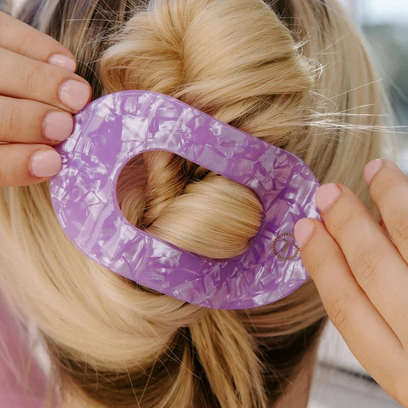 TELETIES Large Flat Round Hair Clip - Lavender Mist