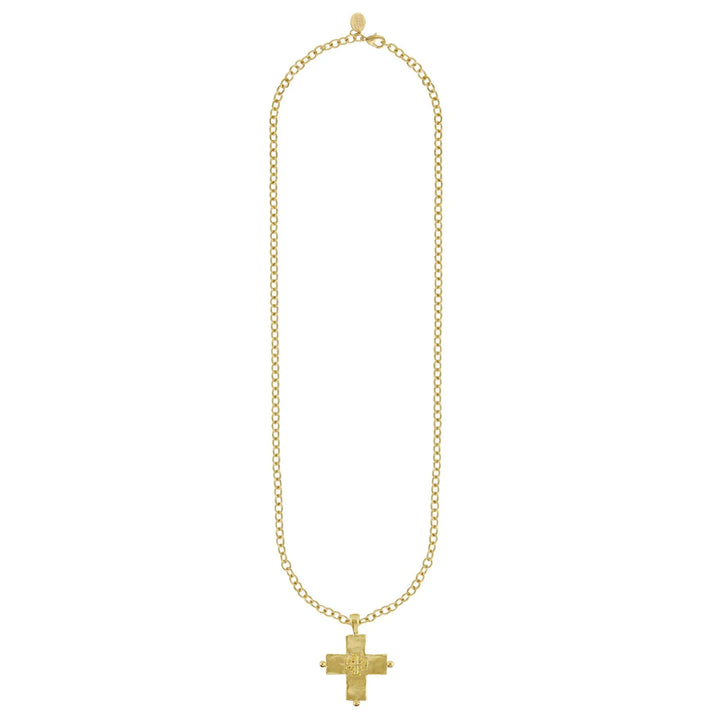 Susan Shaw Long Jerusalem Cross Necklace - Gold