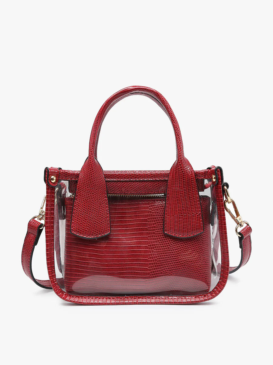 Stacey Vegan Clear Satchel - Dark Red