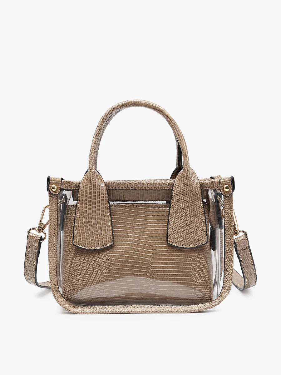 Stacey Vegan Clear Satchel - Taupe