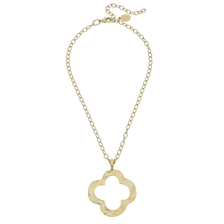 Susan Shaw Short Open Clover Necklace - Gold