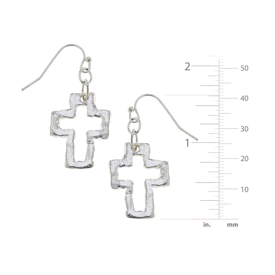Susan Shaw Open Cross Earrings - Silver