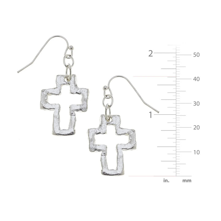 Susan Shaw Open Cross Earrings - Silver