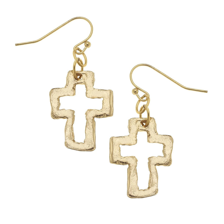 Susan Shaw Open Cross Earrings - Gold