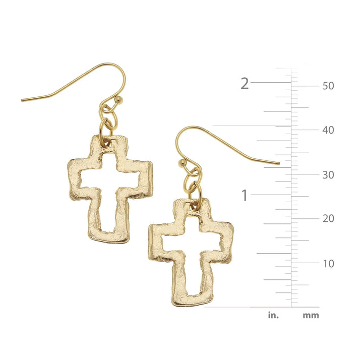 Susan Shaw Open Cross Earrings - Gold