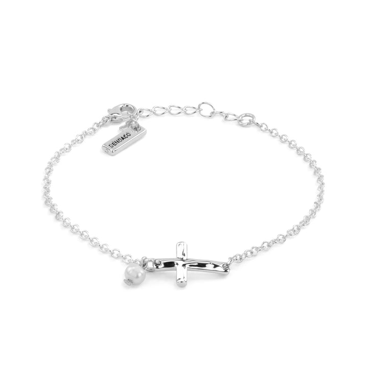 Dainty Gold Cross Bracelet - Silver