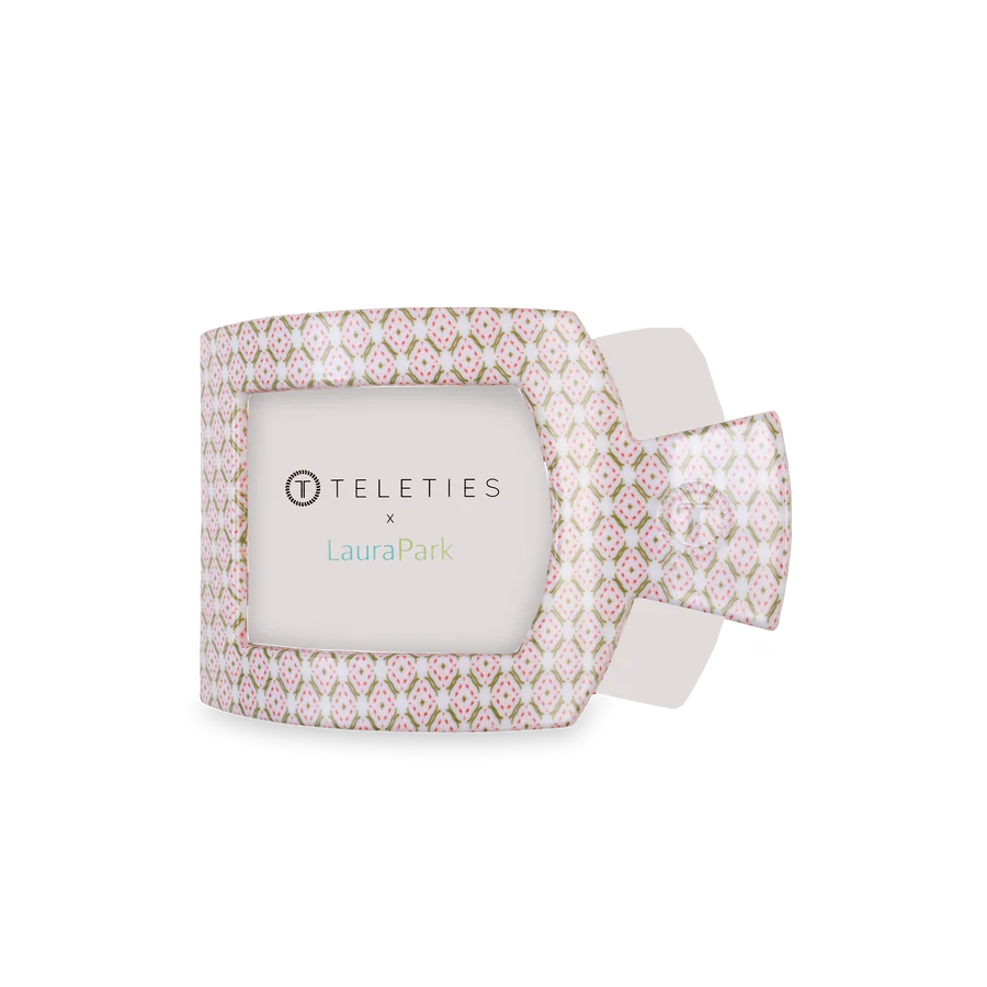 TELETIES Large Flat Square Hair Clip - Pine &amp; Pearl