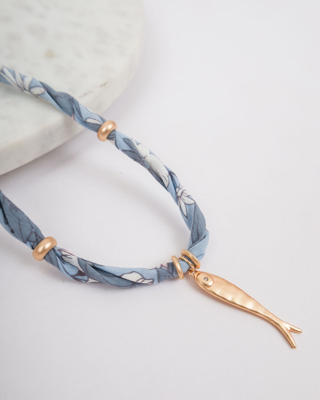 Cloth Necklace with Fish Pendant Necklace