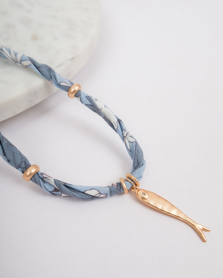 Cloth Necklace with Fish Pendant Necklace