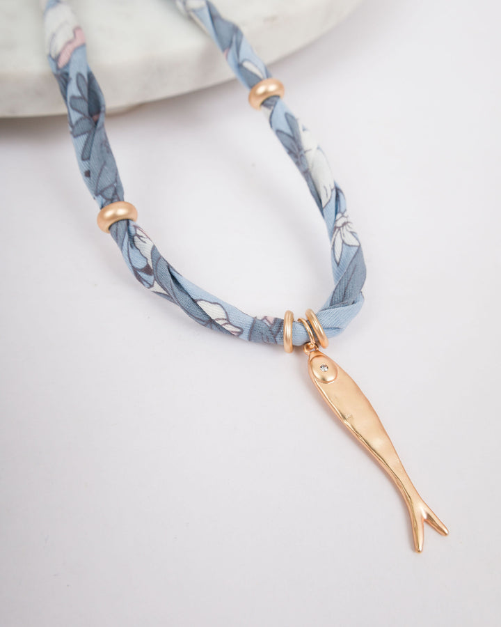 Cloth Necklace with Fish Pendant Necklace