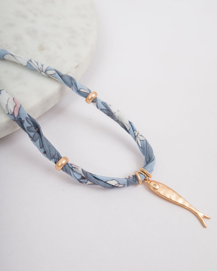Cloth Necklace with Fish Pendant Necklace