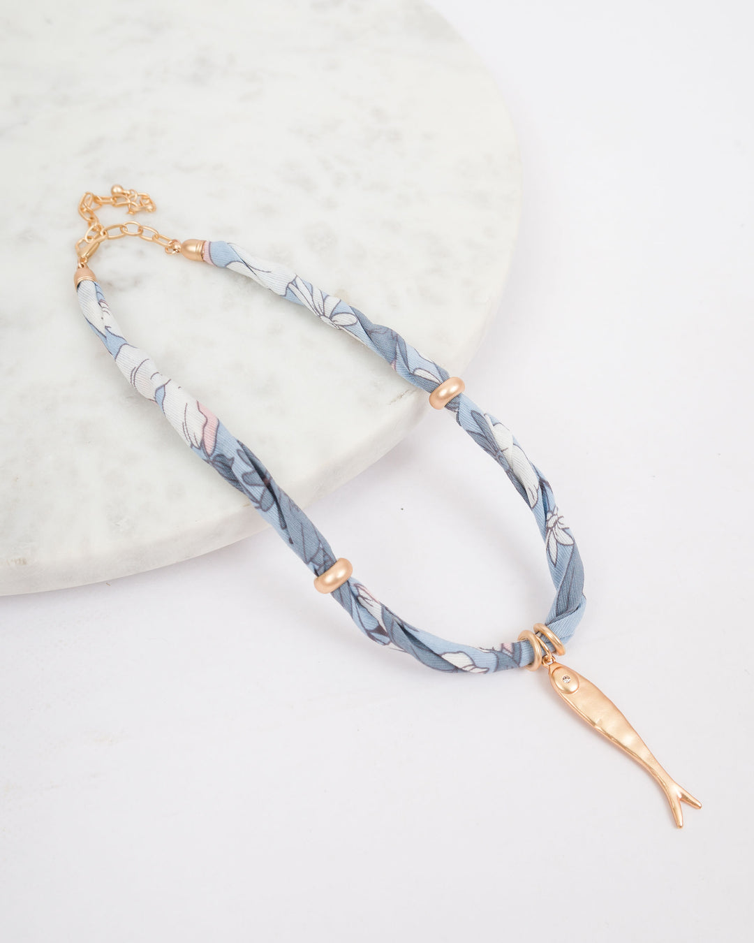 Cloth Necklace with Fish Pendant Necklace