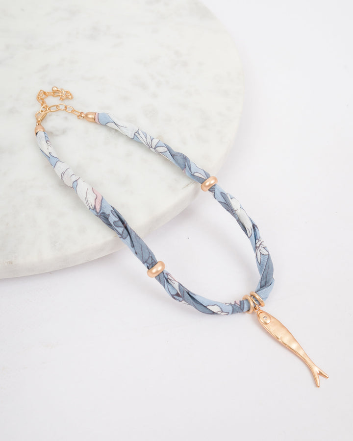 Cloth Necklace with Fish Pendant Necklace