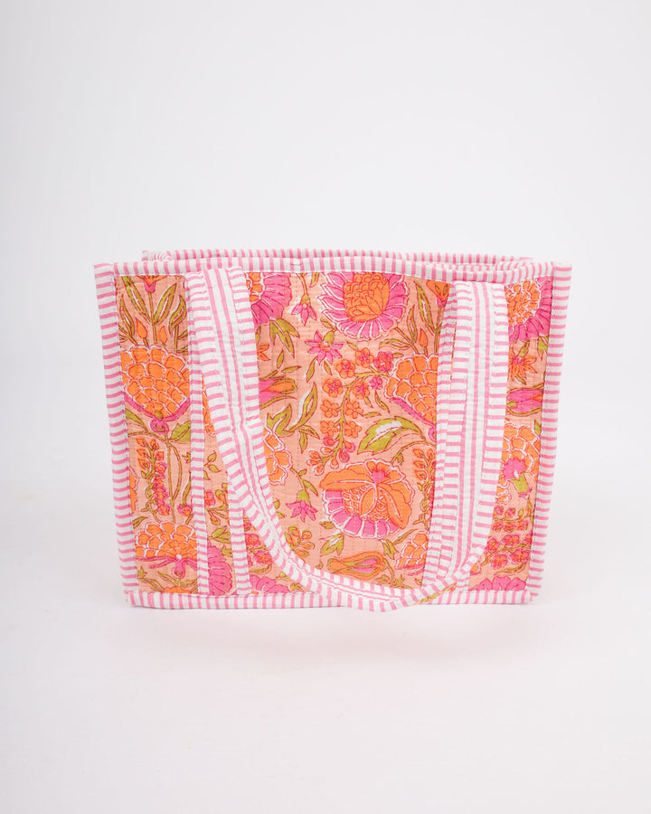 Mini Quilted Tote Bag - Pink &amp; Orange
