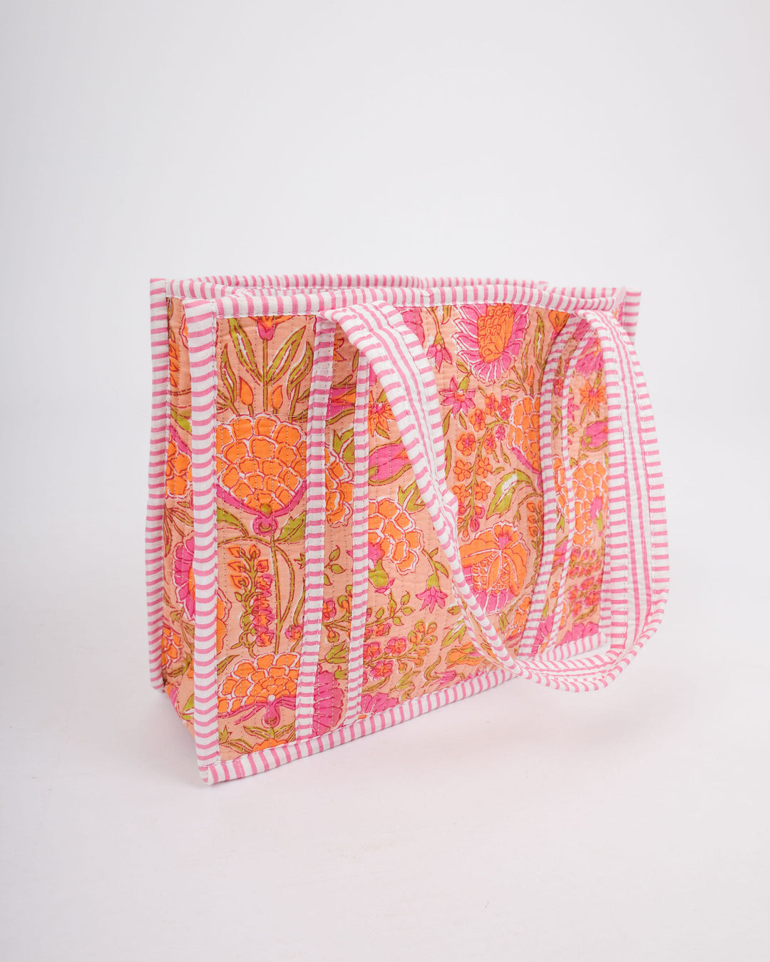 Mini Quilted Tote Bag - Pink &amp; Orange
