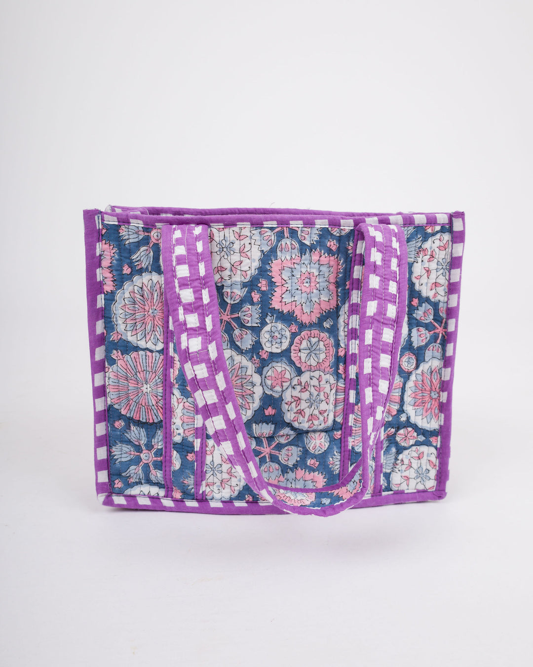 Mini Quilted Tote Bag - Purple &amp; Blue