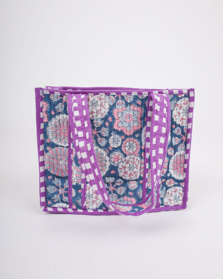 Mini Quilted Tote Bag - Purple &amp; Blue