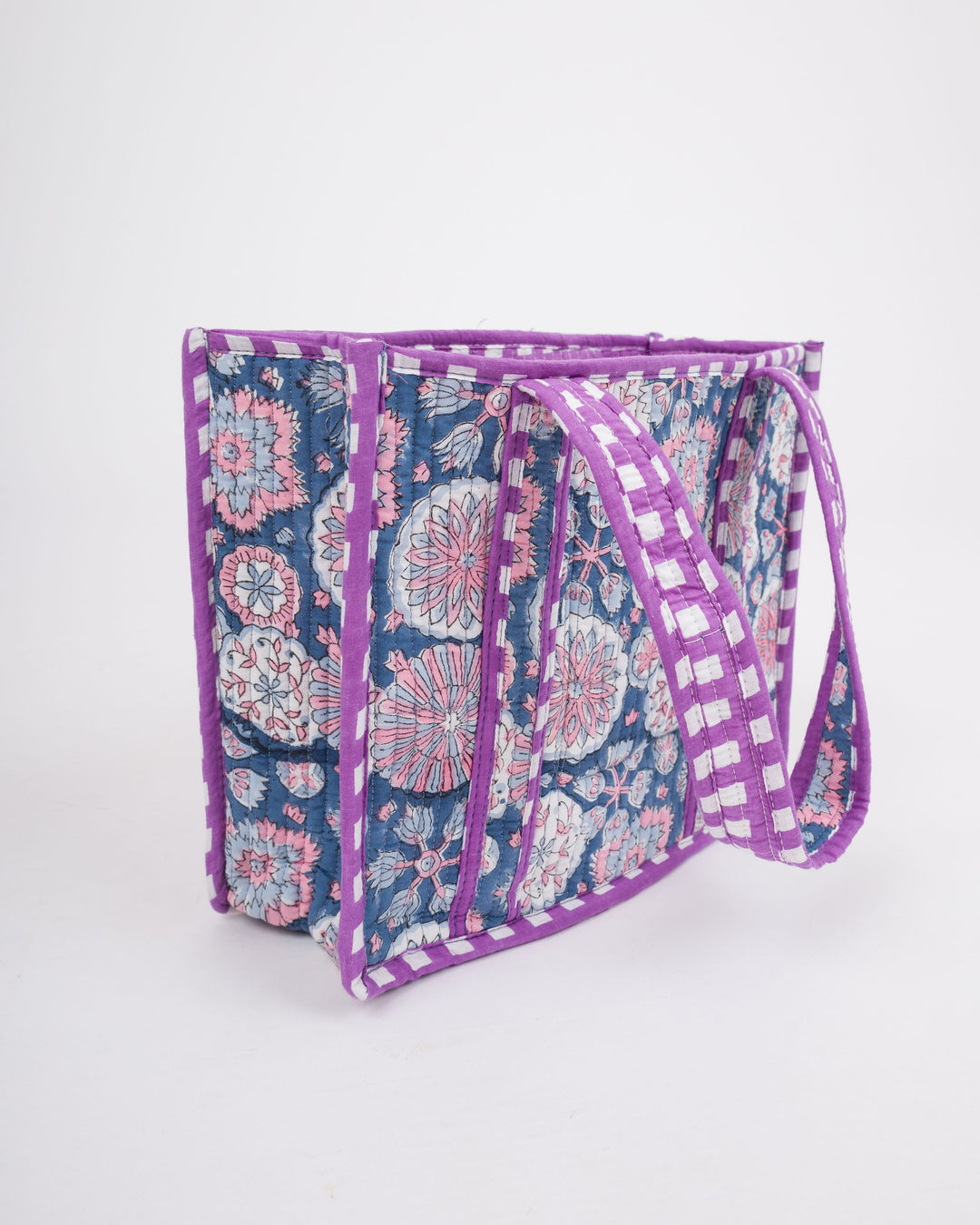 Mini Quilted Tote Bag - Purple &amp; Blue