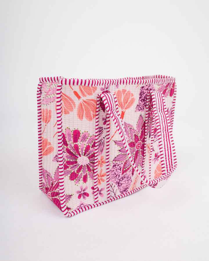 Mini Quilted Tote Bag - Pink