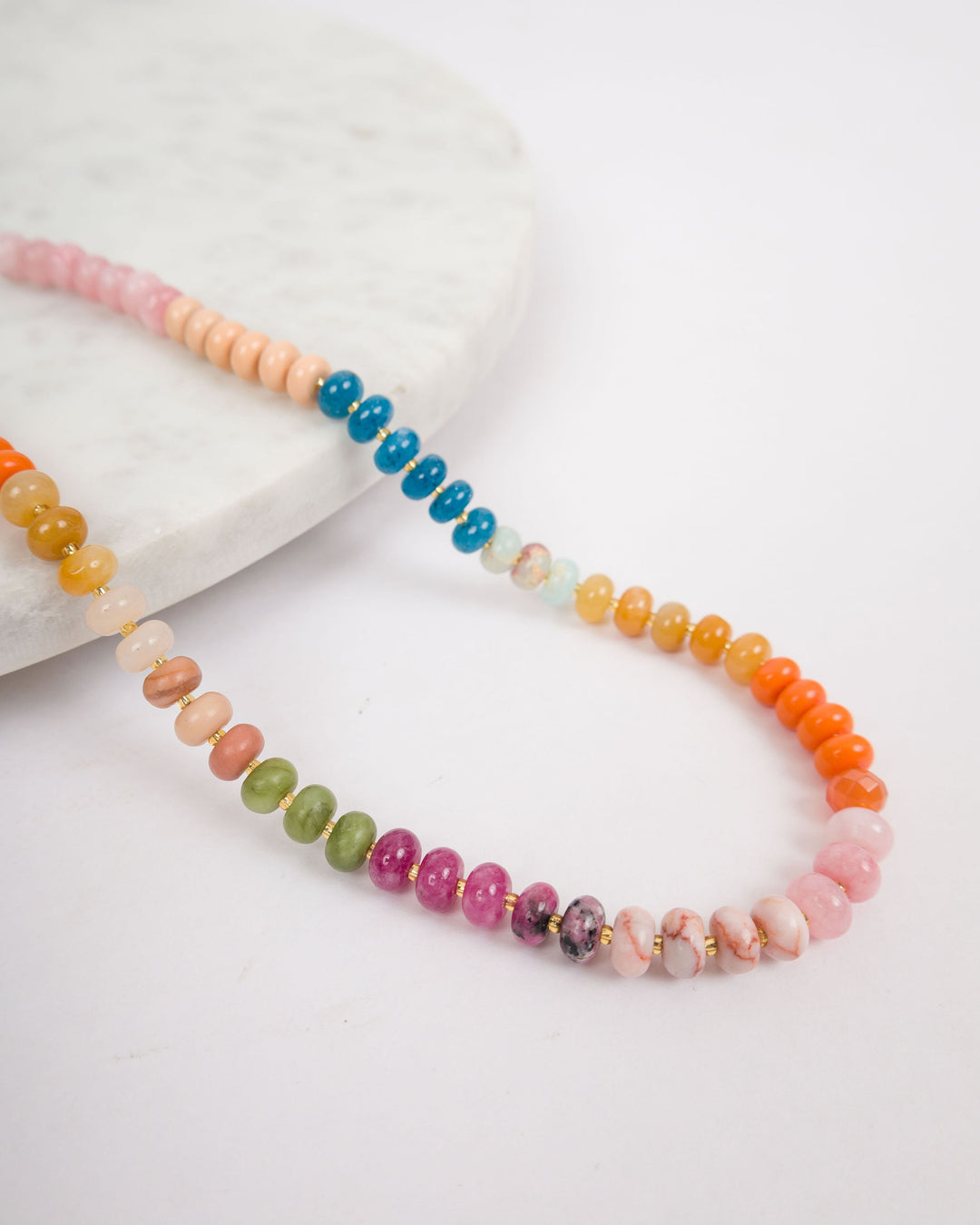 Multi Colored Bead Necklace - Orange