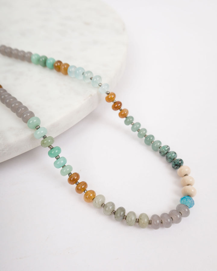 Multi Colored Bead Necklace - Brown