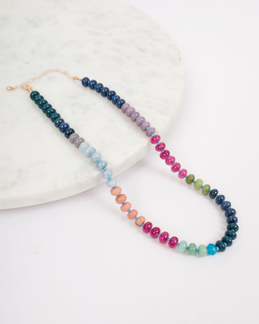 Multi Colored Bead Necklace - Blue