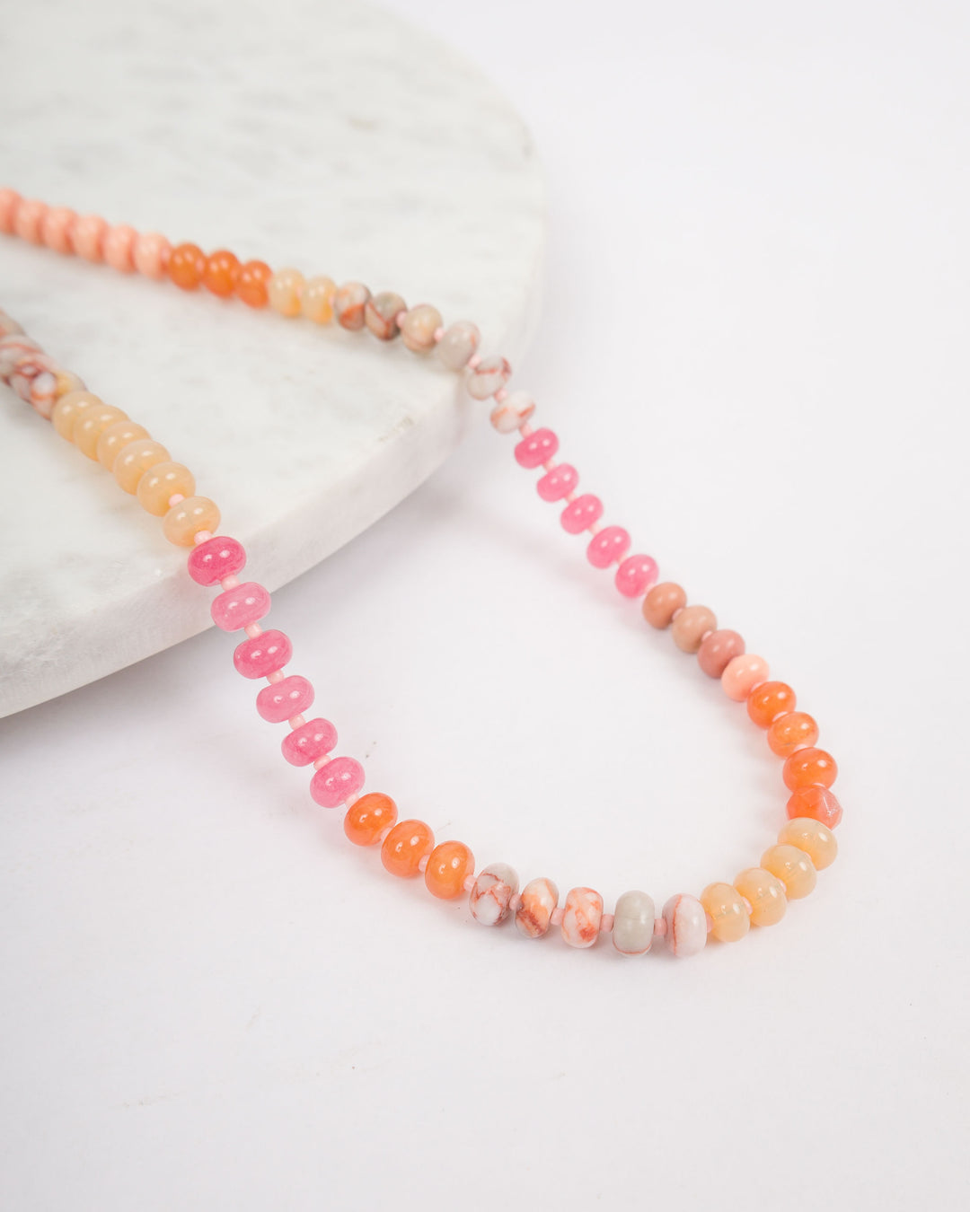 Multi Colored Bead Necklace - Pink