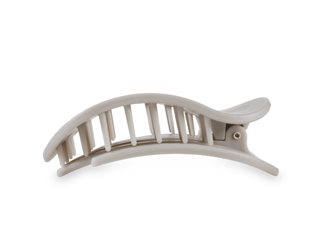 TELETIES Large Flat Round Hair Clip - Silver Flames