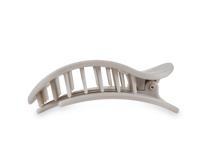 TELETIES Large Flat Round Hair Clip - Silver Flames
