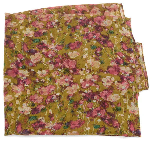 Calico Scarf Mustard Floral