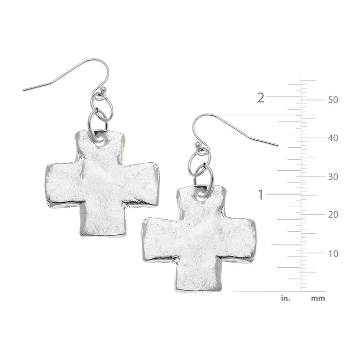 Susan Shaw Square Cross Earrings - Silver