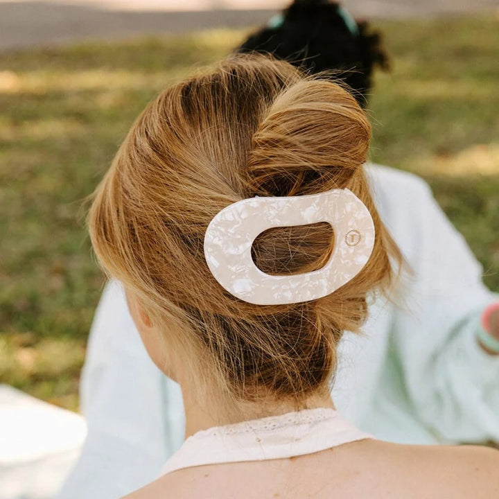 TELETIES Large Flat Round Hair Clip - Soft Surf