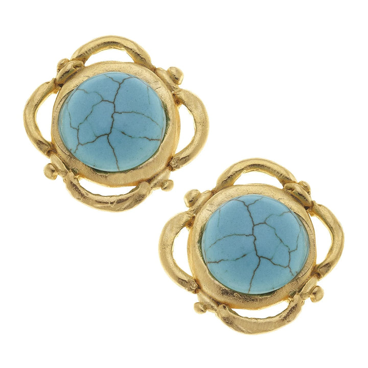 Susan Shaw Scroll Turquoise Clip On Studs