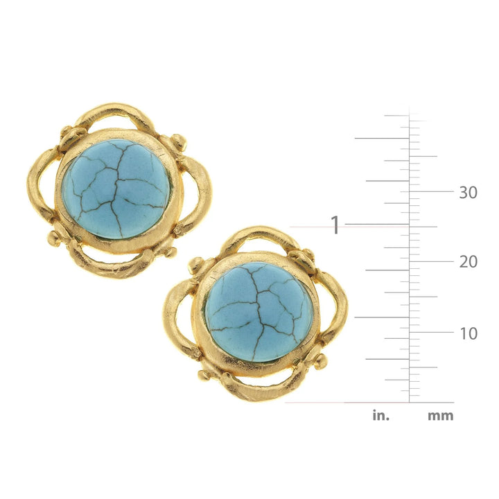 Susan Shaw Scroll Turquoise Clip On Studs