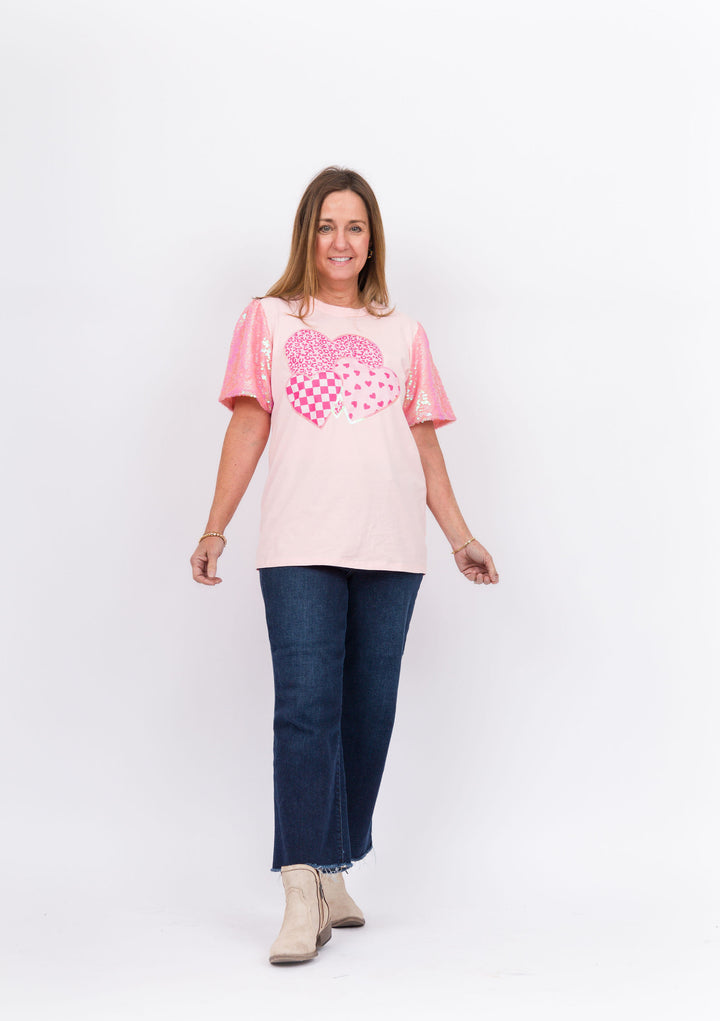 Pink Sequin Heart Top