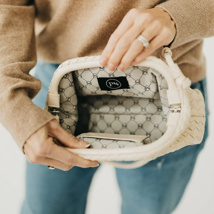 Lacy Woven Crossbody - Cream