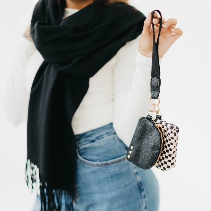 Wonderlust Wristlet -  Black Checkered