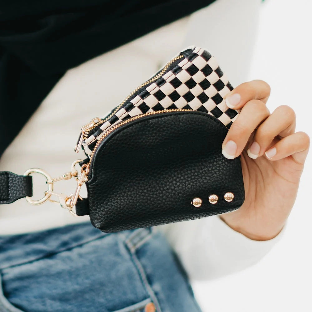 Wonderlust Wristlet -  Black Checkered