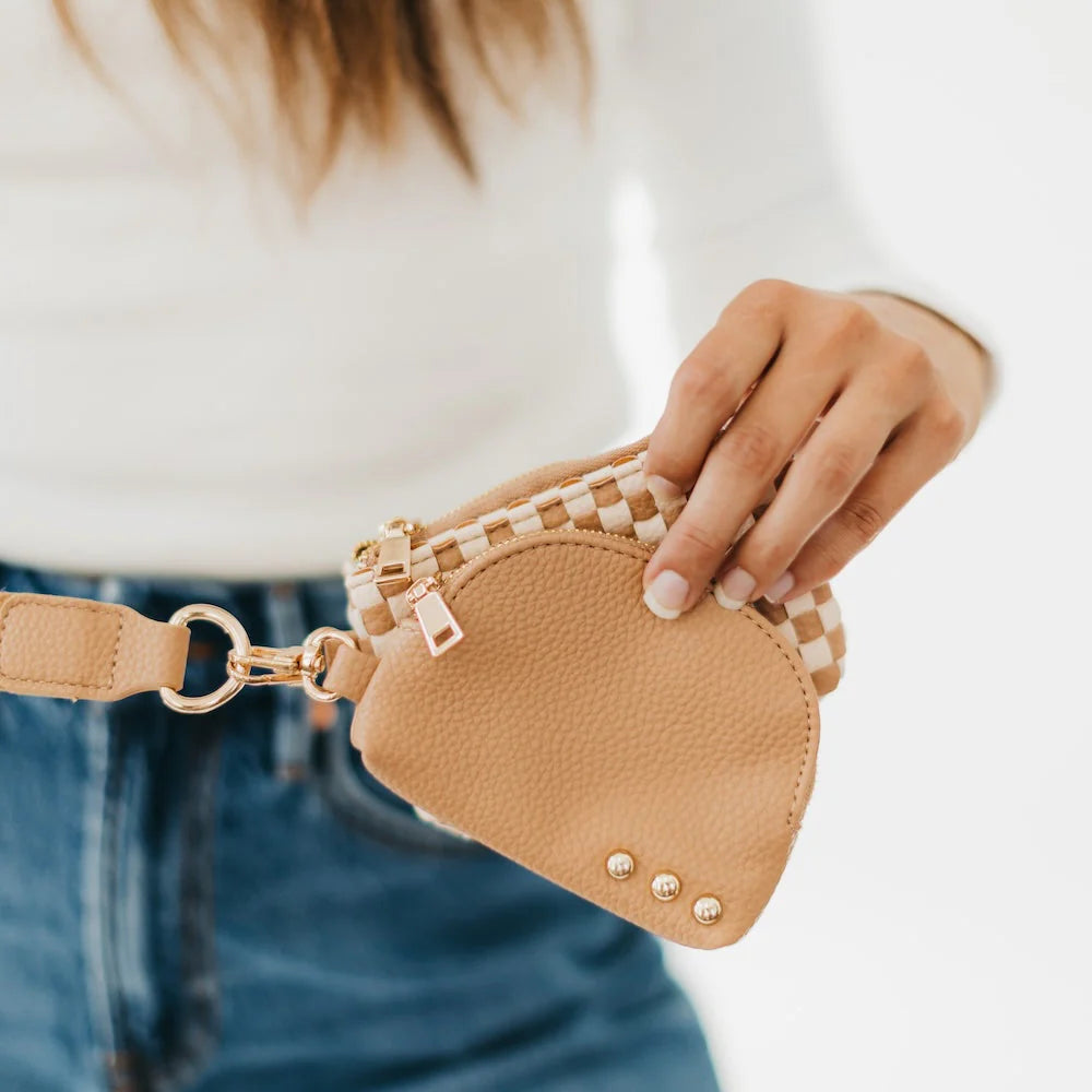 Wonderlust Wristlet - Tan Checkered