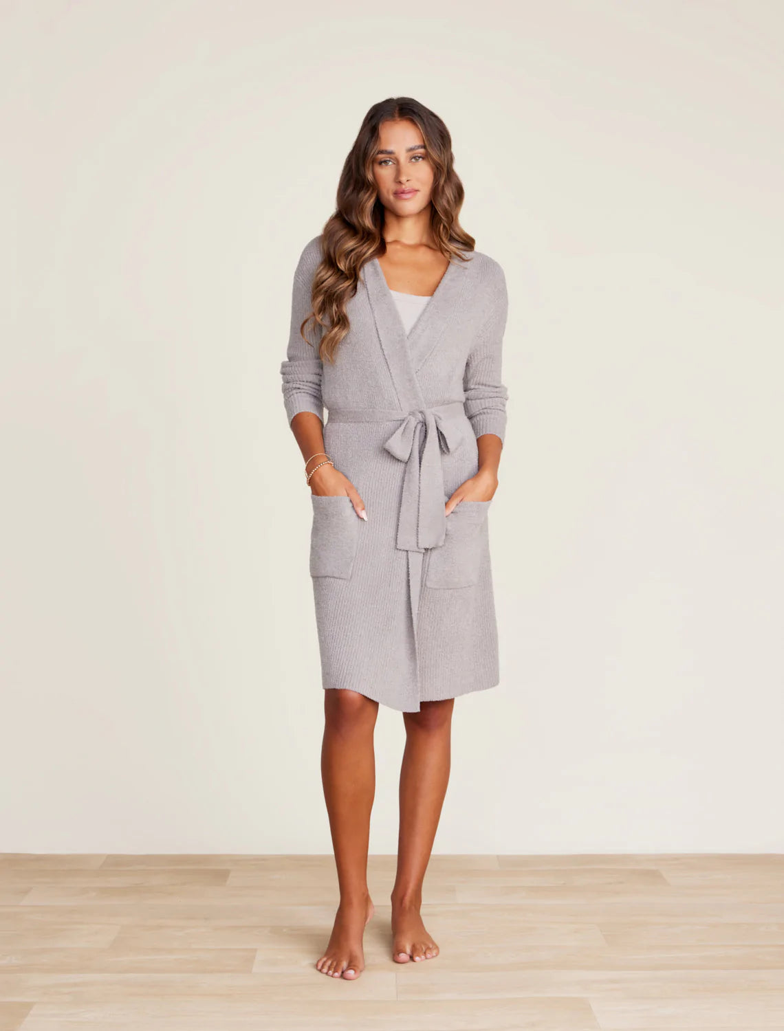 Barefoot Dreams Ribbed Robe-Nickle