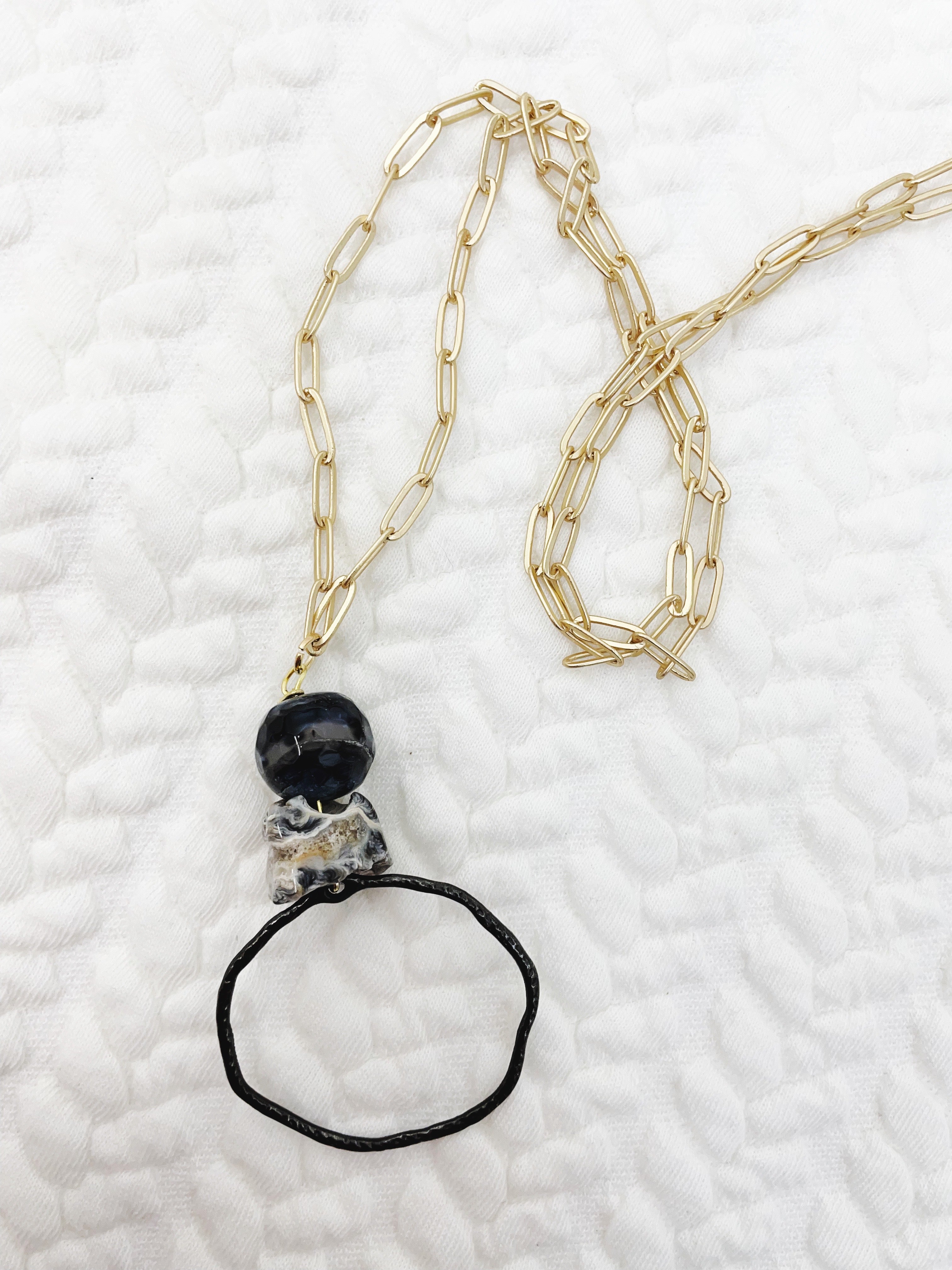 Triple Play Gold With Gunmetal Circle Necklace